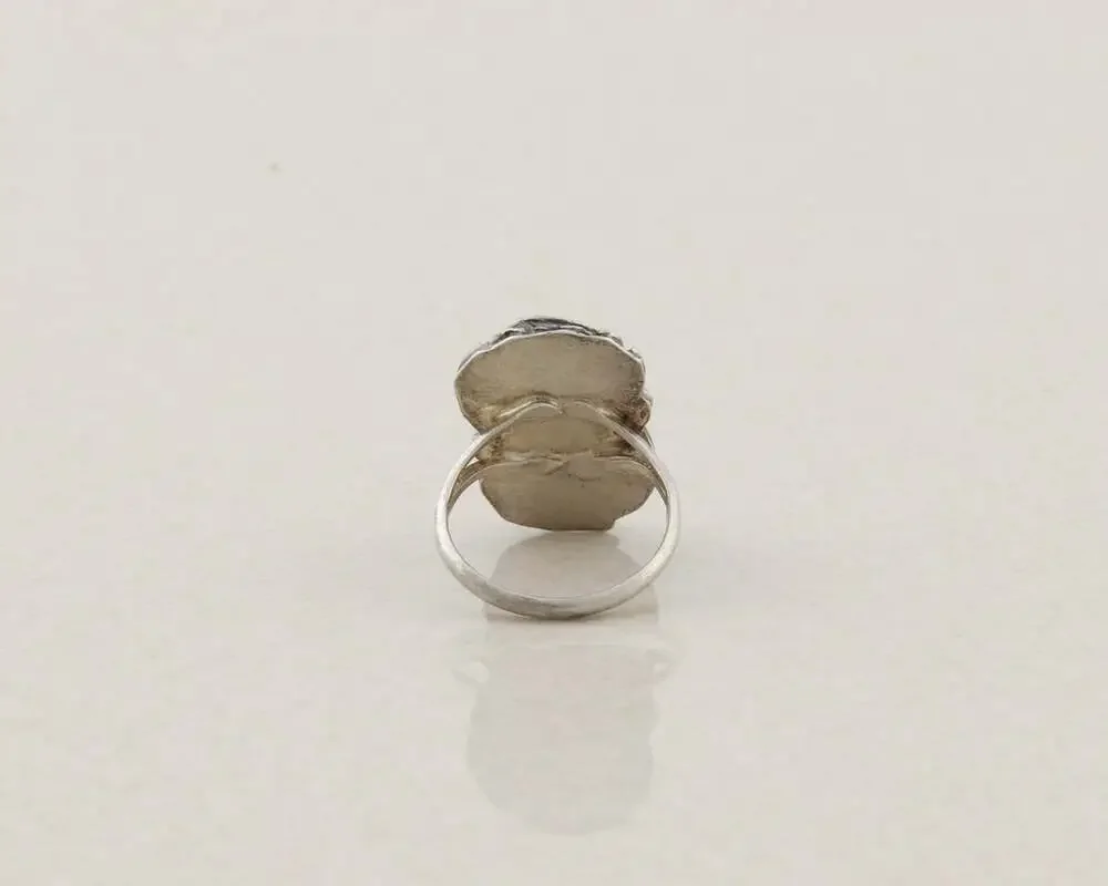 Sterling Silver Natural Turquoise Ring Leaf Design Size 5 1/2 Woman Teen Child